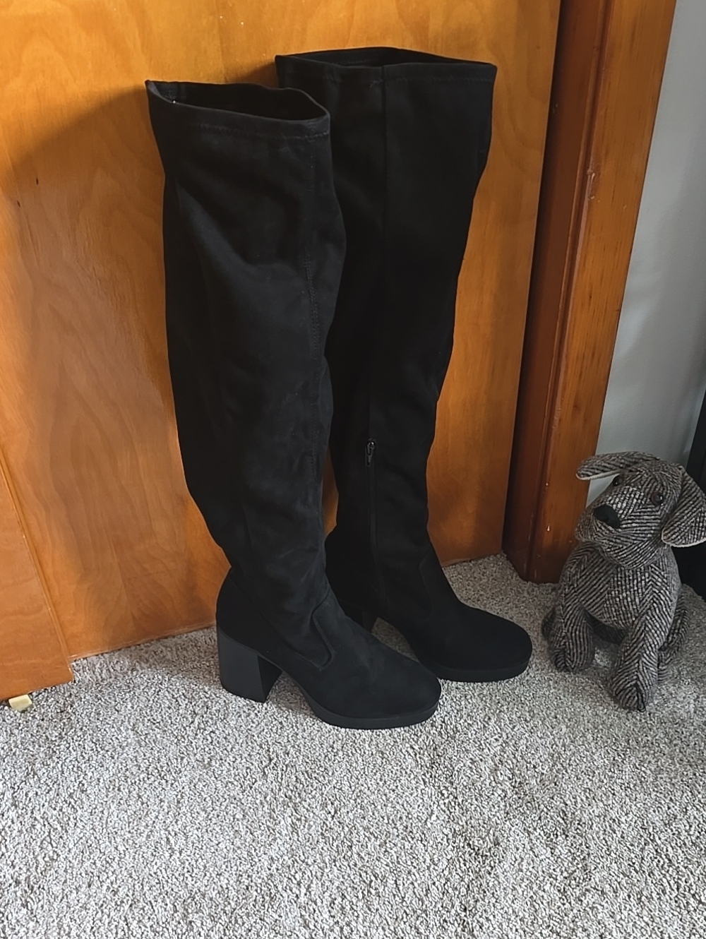 Mix No  6 Black Over-the-Knee Block Heel Boots Size 7.5